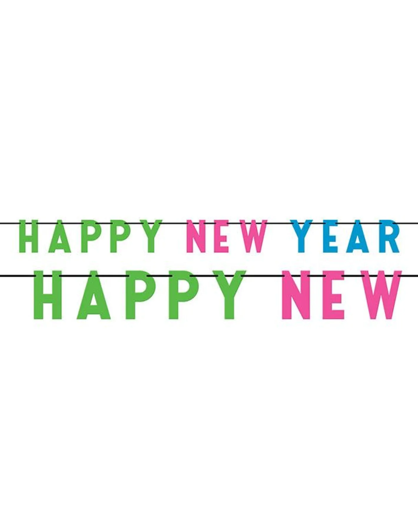 Happy New Year Colourful Letter Banner - 2.74Cm<Party Delights Best