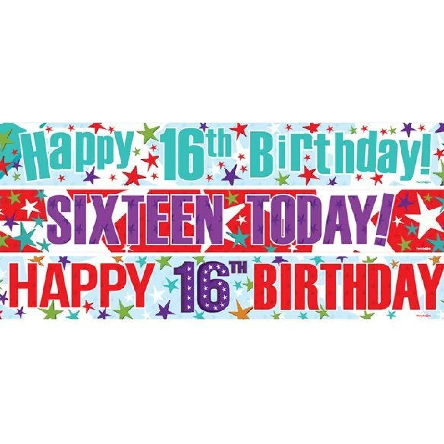 Happy 16Th Birthday Paper Banners - 1M (3Pk)<Party Delights Outlet