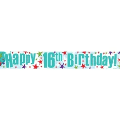 Happy 16Th Birthday Paper Banners - 1M (3Pk)<Party Delights Outlet
