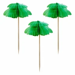 Hawaiian Honeycomb Palm Trees Cupcake Toppers (6Pk)<Party Delights Outlet