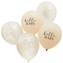 Hello Baby Cloud Confetti Latex Balloons - 12" (5Pk)<Party Delights Best