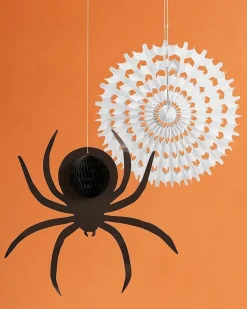 Party Delights Hanging Decorations<Honeycomb Spider & Web (2Pk)