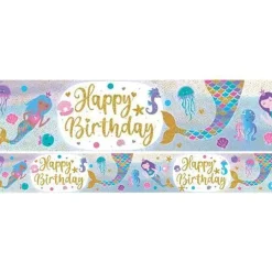 Iridecent Mermaid Happy Birthday Banner - 2.7M<Party Delights