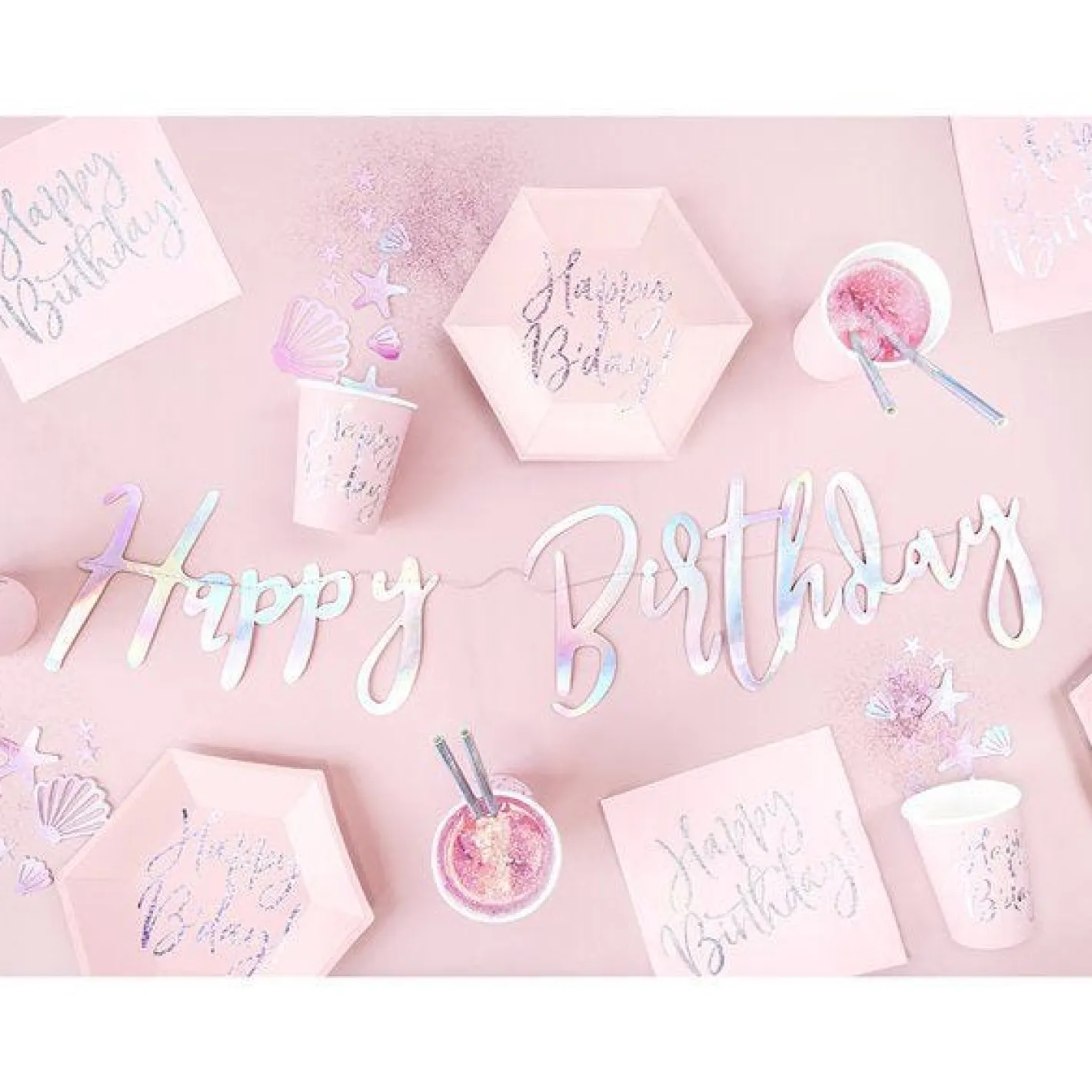 Iridescent 'Happy Birthday' Paper Letter Banner - 62Cm<Party Delights