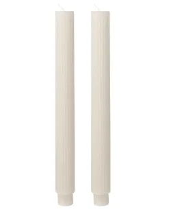 Party Delights Tableware<Ivory Ribbed Candles (2Pk)
