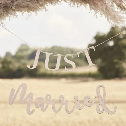 Just Married Wooden Wedding Bunting - 1.5M<Party Delights Sale