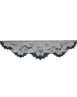 Party Delights Halloween Home Decor<Lace Bat Print Fireplace Drape