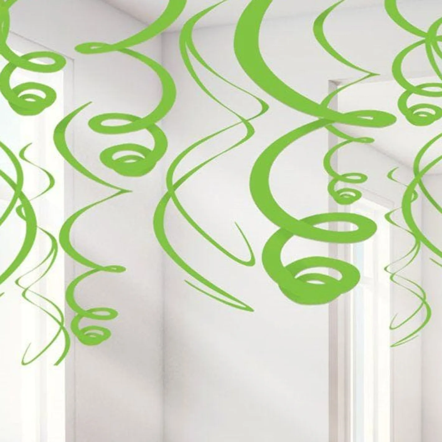 Lime Green Hanging Swirls Decoration - 55Cm (12Pk)<Party Delights Hot