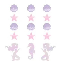 Mermaid Shine Iridescent Hanging Cutouts - 57Cm (3Pk)<Party Delights Online