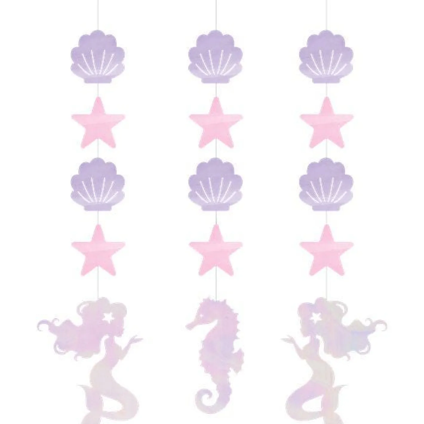 Mermaid Shine Iridescent Hanging Cutouts - 57Cm (3Pk)<Party Delights Online
