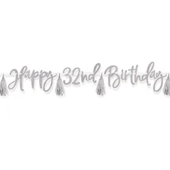 Metallic Silver Add-An-Age Happy Birthday Letter Banner - 2.74M<Party Delights Clearance