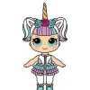 Mini Cute Doll With Large Eyes & Unicorn Horn - 91Cm X 47Cm<Party Delights Outlet