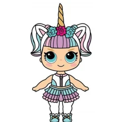 Mini Cute Doll With Large Eyes & Unicorn Horn - 91Cm X 47Cm<Party Delights Outlet