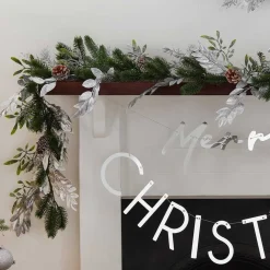 Mistletoe, Pine Cones & Silver Foliage Garland - 1.8M<Party Delights Discount