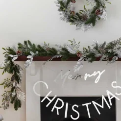Party Delights Hanging Decorations<Mistletoe, Pine Cones & Silver Foliage Garland - 1.8M