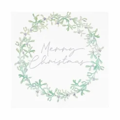 Party Delights Tableware<Mistletoe Weath Merry Christmas Paper Napkins - 33Cm (16Pk)