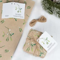 Party Delights Gift Wrapping<Mistletoe Wrapping Paper Kit With Ribbon & Tags - 2 Sheets (50Cm X 70Cm)