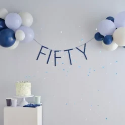 Mix It Up Blue 'Fifty' Banner And Latex Balloons<Party Delights Clearance