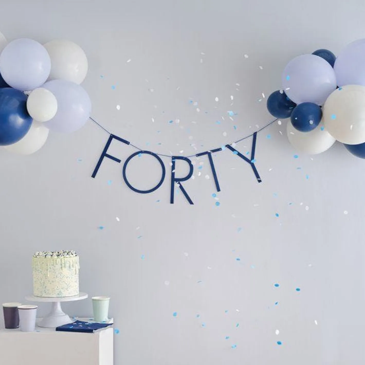Mix It Up Blue 'Forty' Banner And Latex Balloons<Party Delights Sale