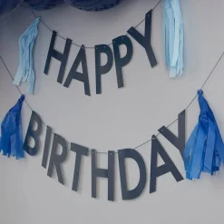 Mix It Up Blue Happy Birthday Tassel Bunting<Party Delights