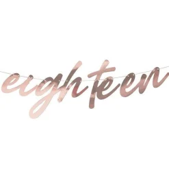 Mix It Up 'Eighteen' Rose Gold Paper Banner - 1.7M<Party Delights Best