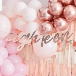 Mix It Up 'Eighteen' Rose Gold Paper Banner - 1.7M<Party Delights Best