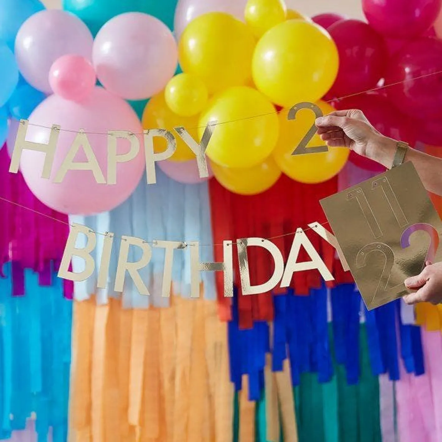 Mix It Up Gold Customisable Age Birthday Paper Banner - 1.5M<Party Delights Hot