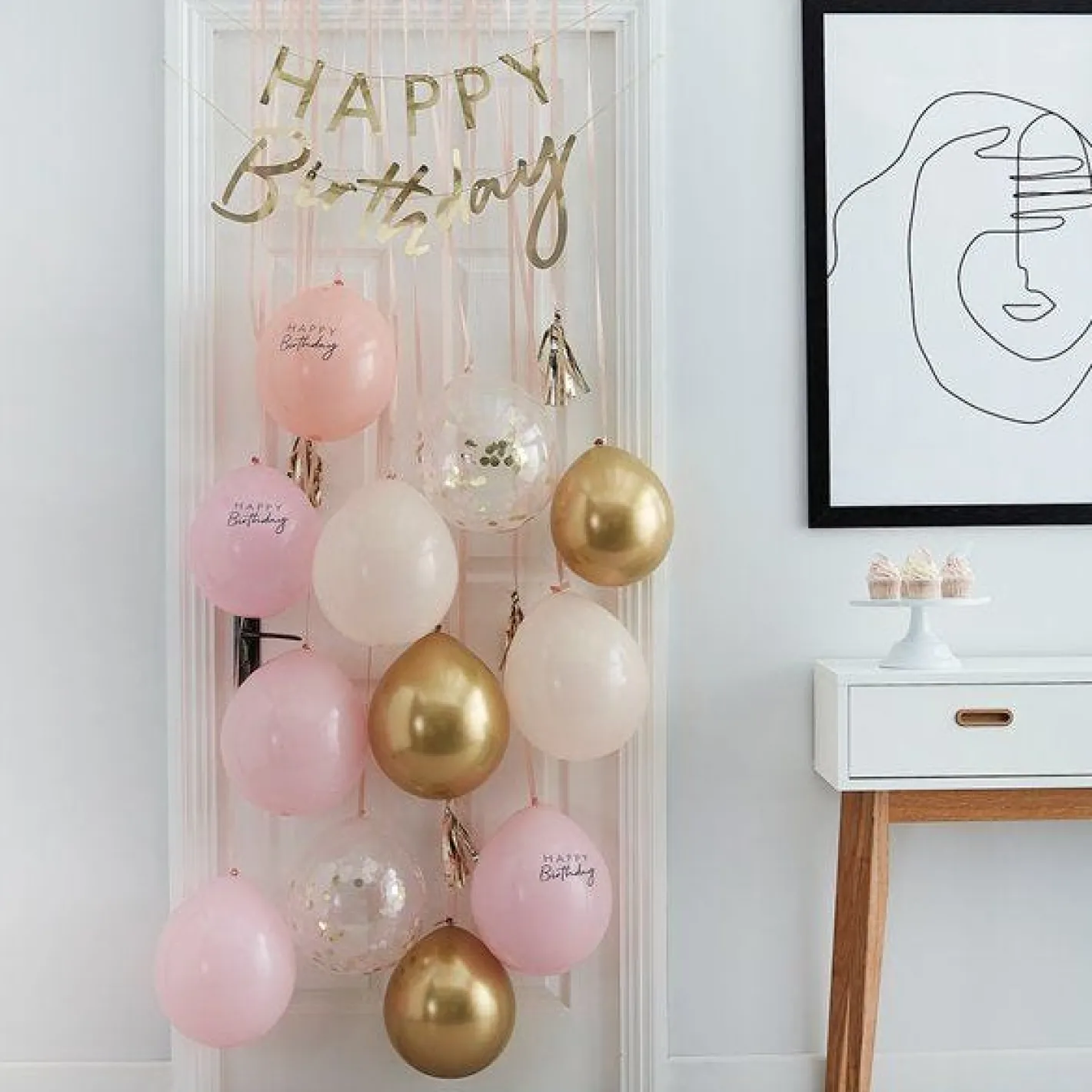 Mix It Up Pink & Gold Birthday Door Decorating Kit<Party Delights Hot