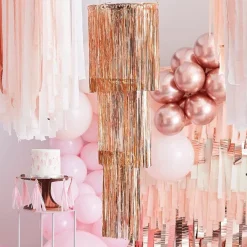 Mix It Up Rose Gold Foil Fringe Chandelier Decoration - 1.3M X 40Cm<Party Delights Best