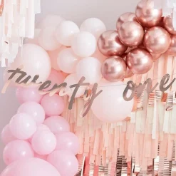 Mix It Up 'Twenty One' Rose Gold Paper Banner - 1.7M<Party Delights