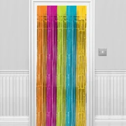 Multi Coloured Bright Foil Curtain - 2.4M<Party Delights Outlet