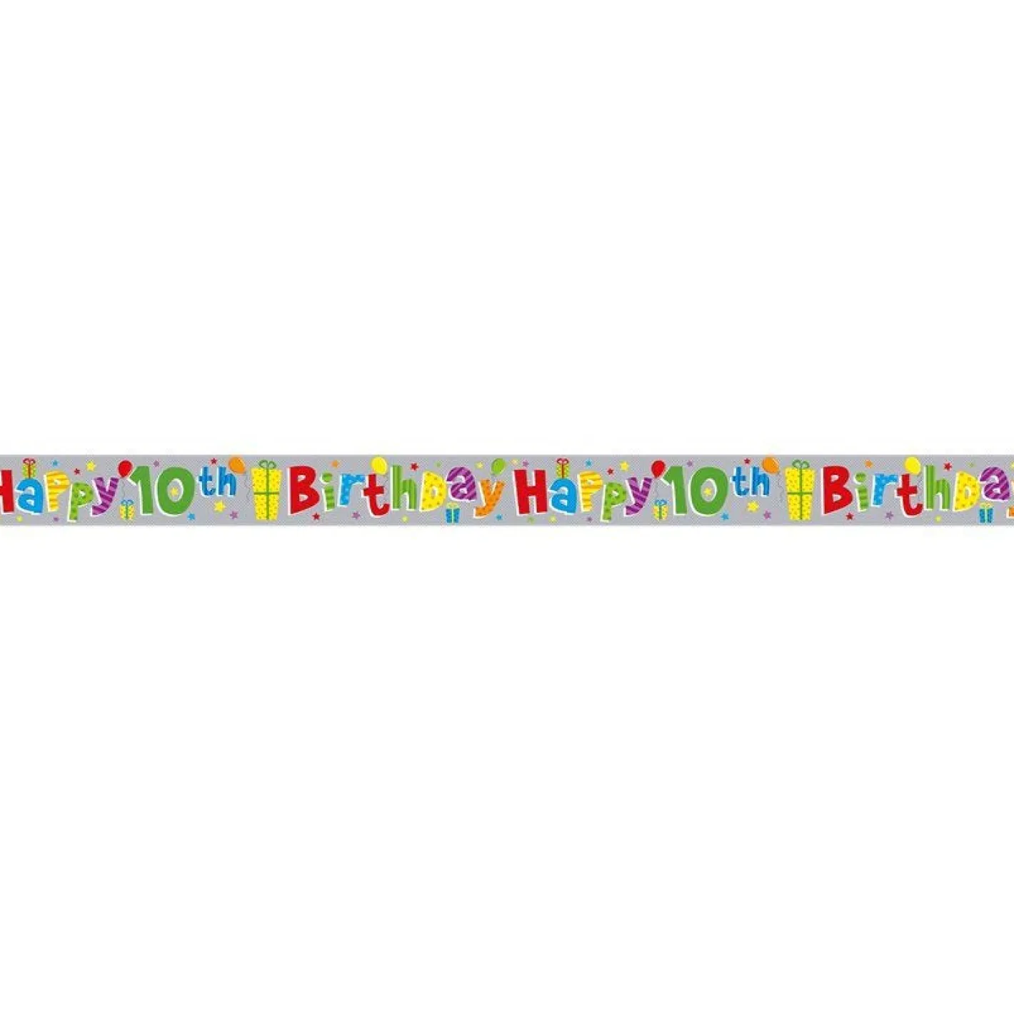 Multi Coloured 'Happy 10Th Birthday' Holographic Foil Banner - 2.6M<Party Delights Online