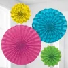 Multi Coloured Paper Glitter Fan Decorations (4Pk)<Party Delights New