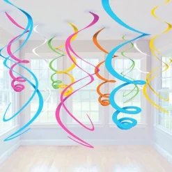 Multicoloured Hanging Swirls Decoration - 55Cm (12Pk)<Party Delights New