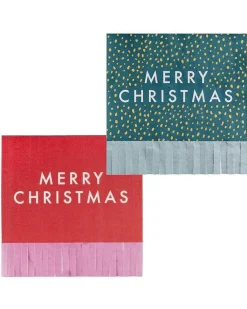 Party Delights Tableware<Multicoloured Merry Christmas Paper Napkins (16Pk)