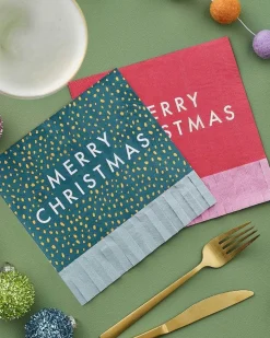 Party Delights Tableware<Multicoloured Merry Christmas Paper Napkins (16Pk)