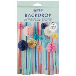 Multicoloured Streamer Backdrop With Honeycombs & Fans<Party Delights Discount