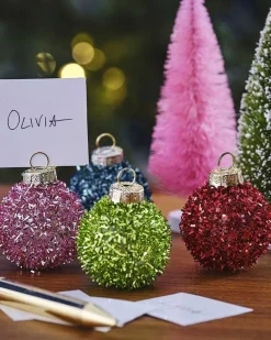 Party Delights Tableware<Multicoloured Tinsel Bauble Place Card Holders (4Pk)