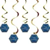 Navy & Gold Geode 'Happy Birthday' Hanging Swirls (5Pk)<Party Delights Best