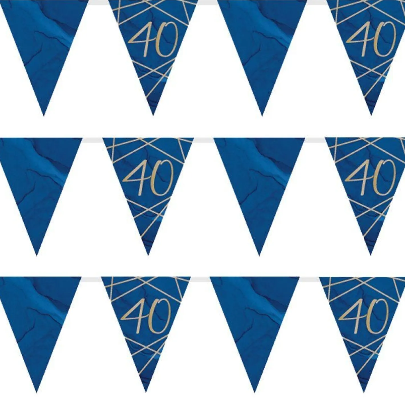 Navy & Gold Geode 40Th Birthday Paper Bunting - 3.7M<Party Delights Discount