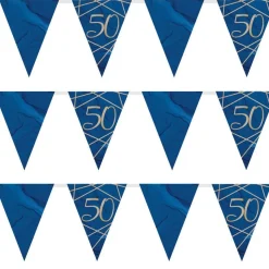 Navy & Gold Geode 50Th Birthday Paper Bunting - 3.7M<Party Delights Online