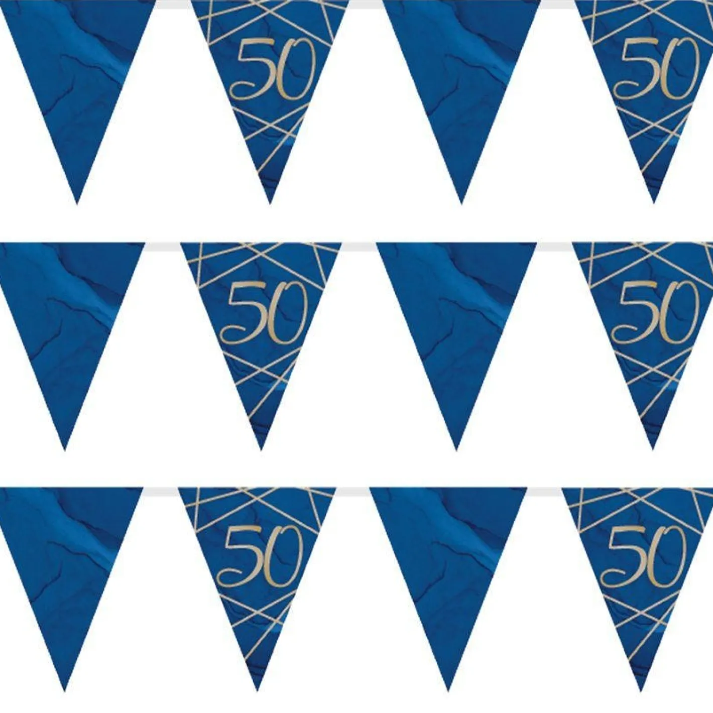 Navy & Gold Geode 50Th Birthday Paper Bunting - 3.7M<Party Delights Online