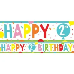 2Nd Birthday Paper Banners - 1M (3Pk)<Party Delights Outlet