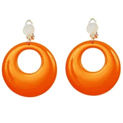 Neon Orange 80's Earrings<Party Delights Clearance