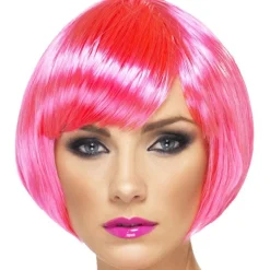 Neon Pink Babe Bob Wig<Party Delights Online