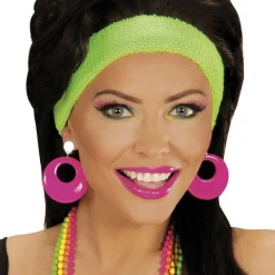 Neon Pink 80's Earrings<Party Delights Clearance