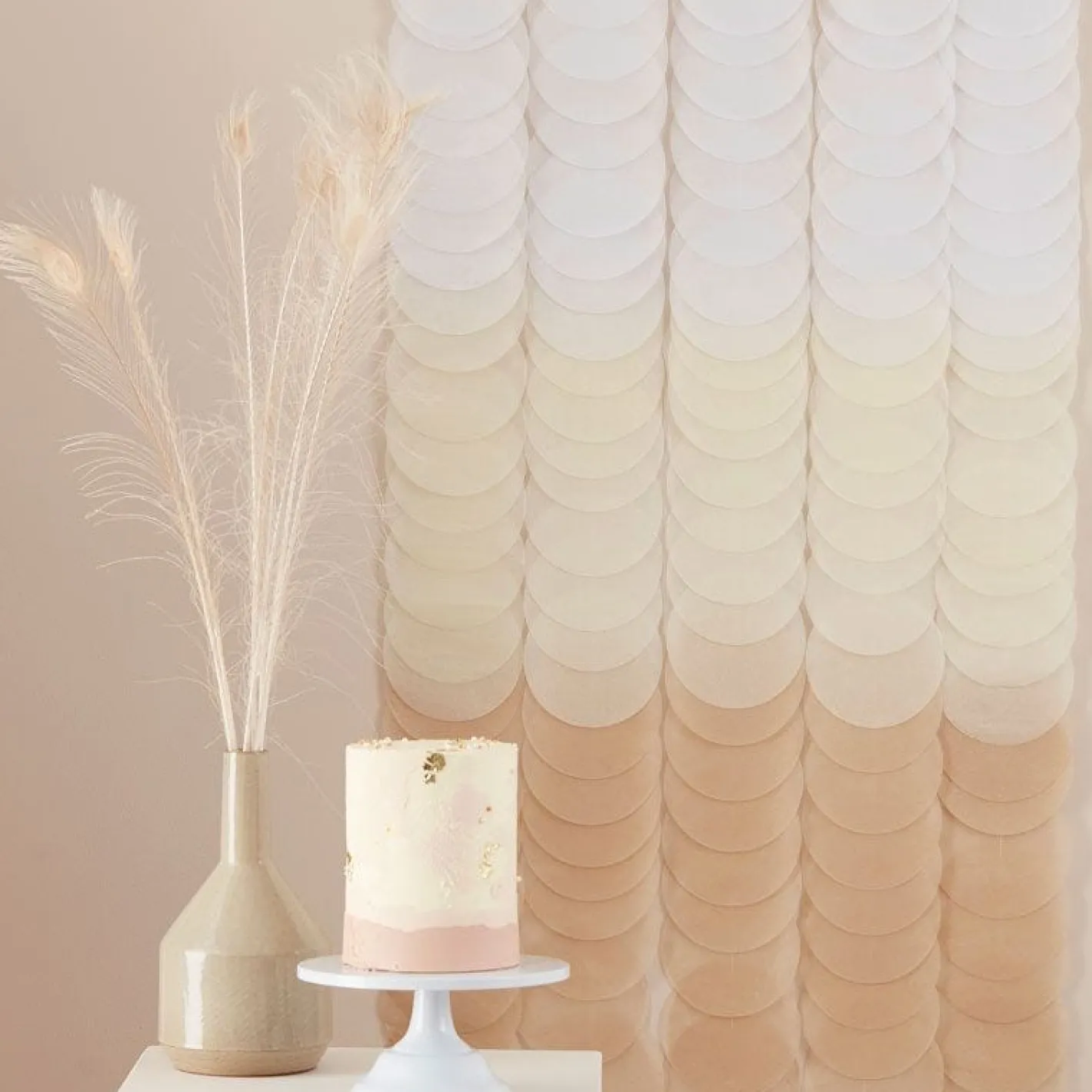 Neutral Ombre Tissue Paper Disc Party Backdrop - 1.8M<Party Delights Sale