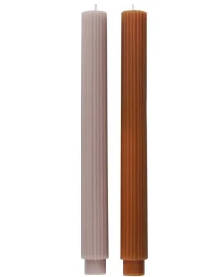 Party Delights Tableware<Neutral Ribbed Candles (2Pk)