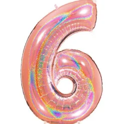 Number 6 Glitter Rose Gold Foil Balloon - 40"<Party Delights Clearance