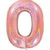 Number 0 Glitter Rose Gold Foil Balloon - 40"<Party Delights Online